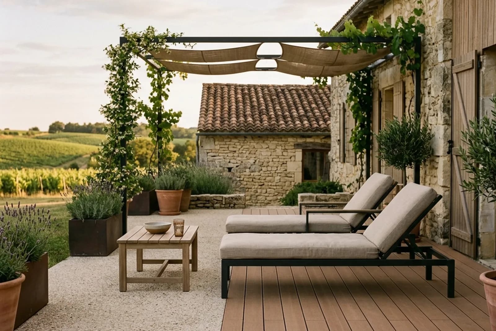 Terrasse dans le Médoc : bois, composite ou béton ? Prix 2026 et bon choix — Variation 1