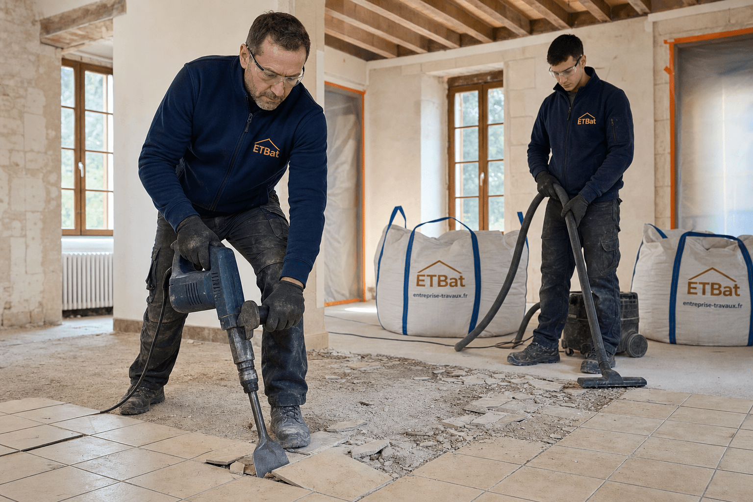 Dépose de carrelage et préparation de support