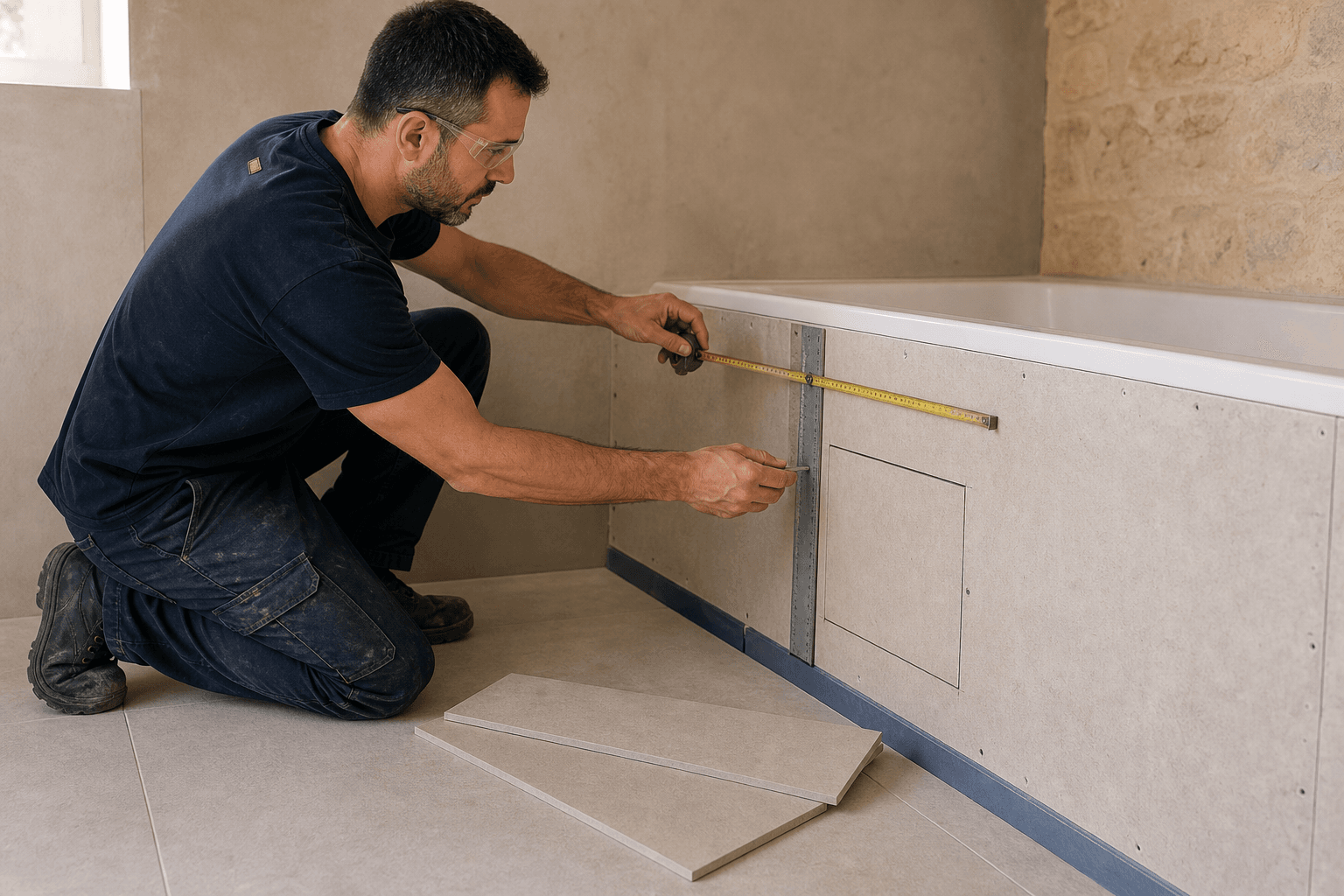 Habillage tablier de baignoire carrelé