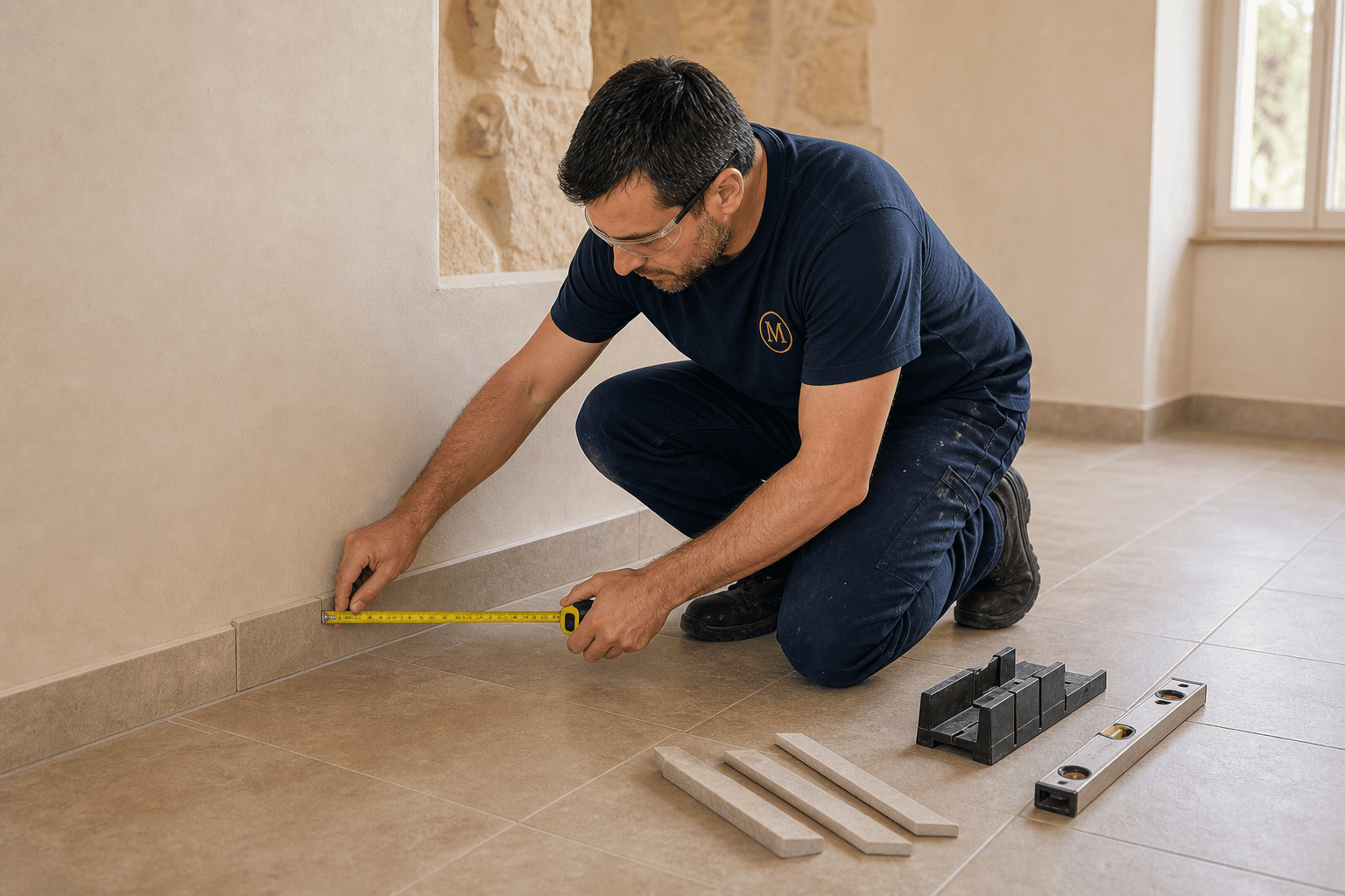 Pose de plinthes carrelées et finitions