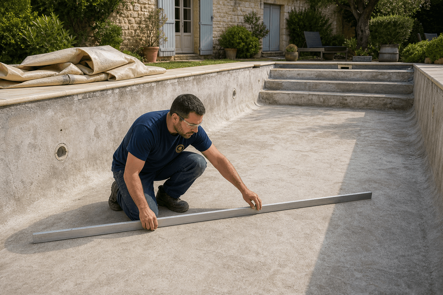 Rénovation piscine — remplacement liner par du carrelage