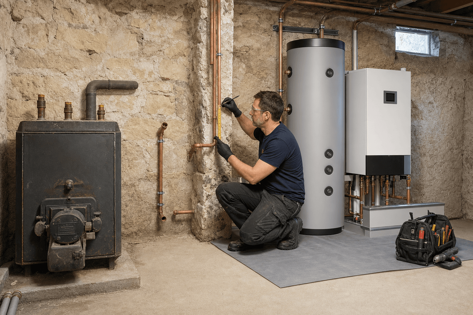PAC air-eau en rénovation — remplacement chauffage électrique ou fioul