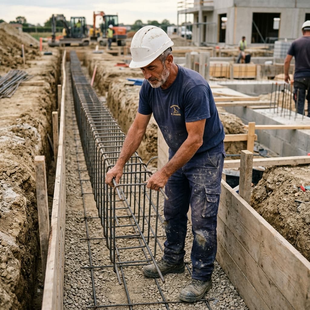 Fondations semelles filantes et plots béton armé