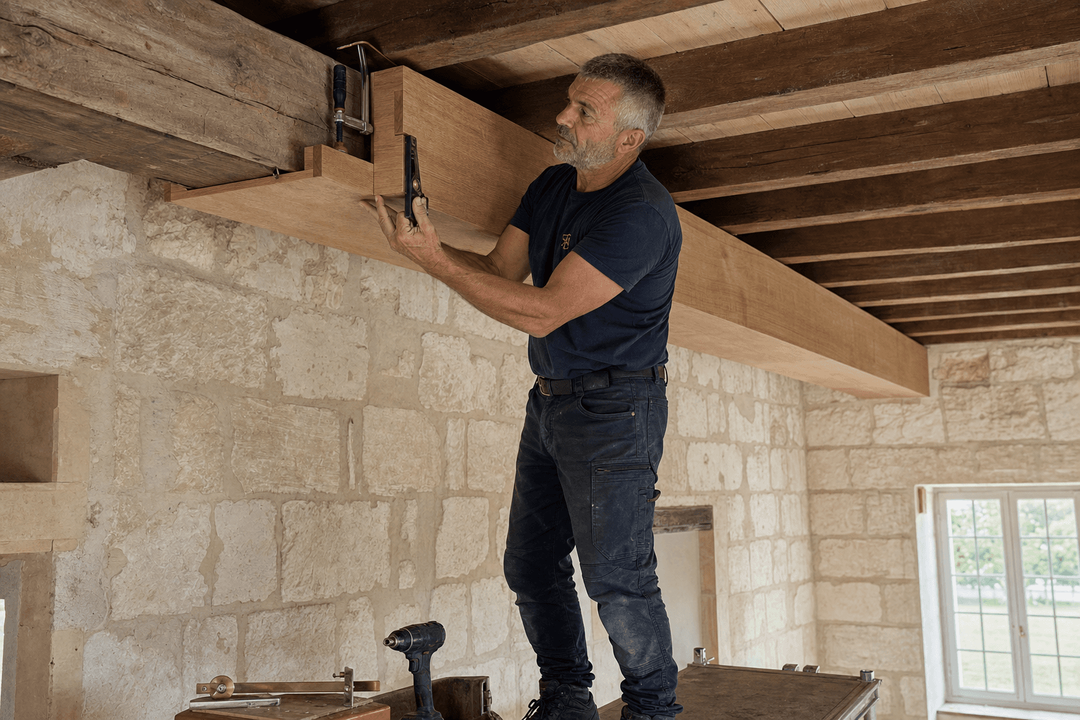 Habillage poutre apparente bois