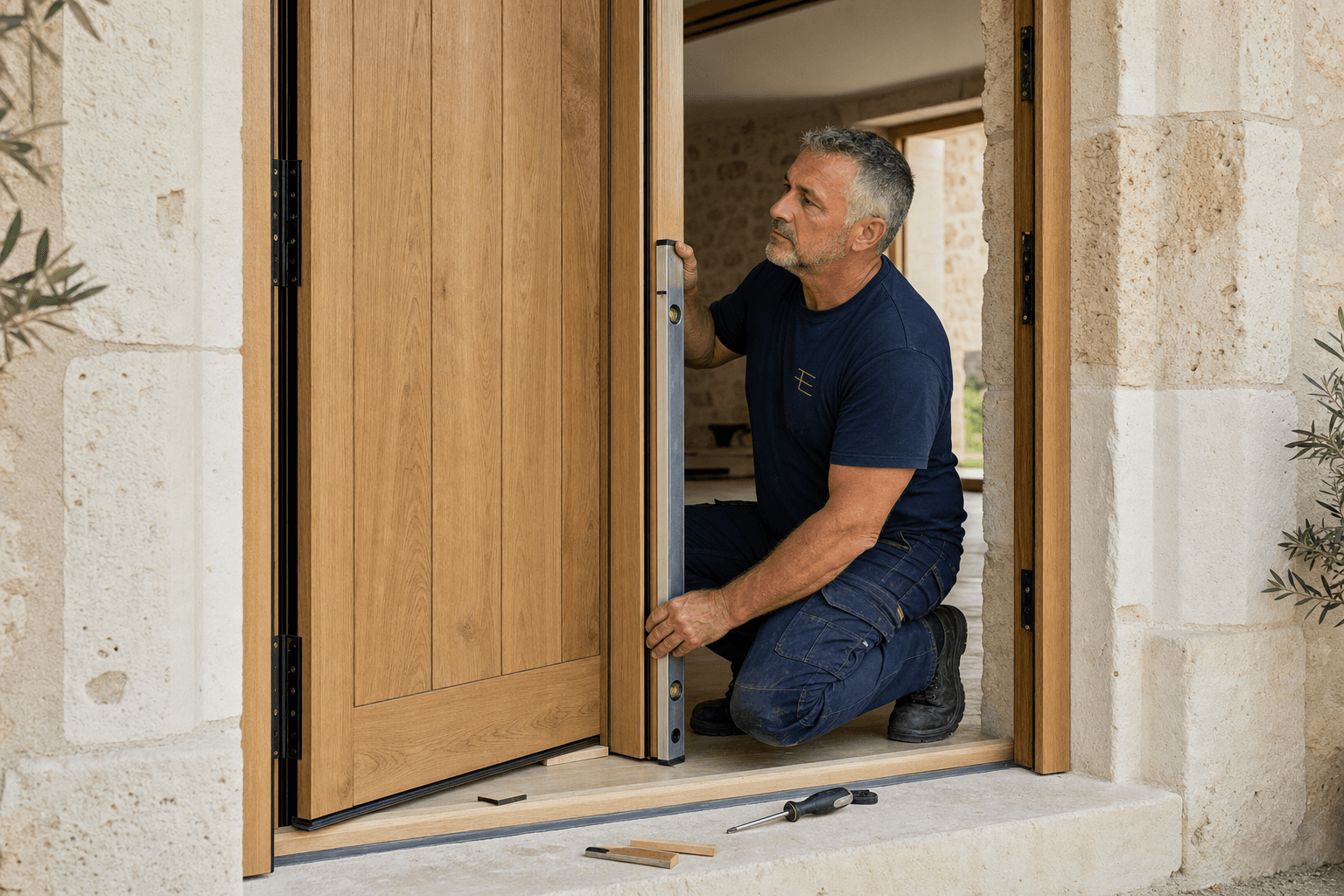Installation de porte d'entrée