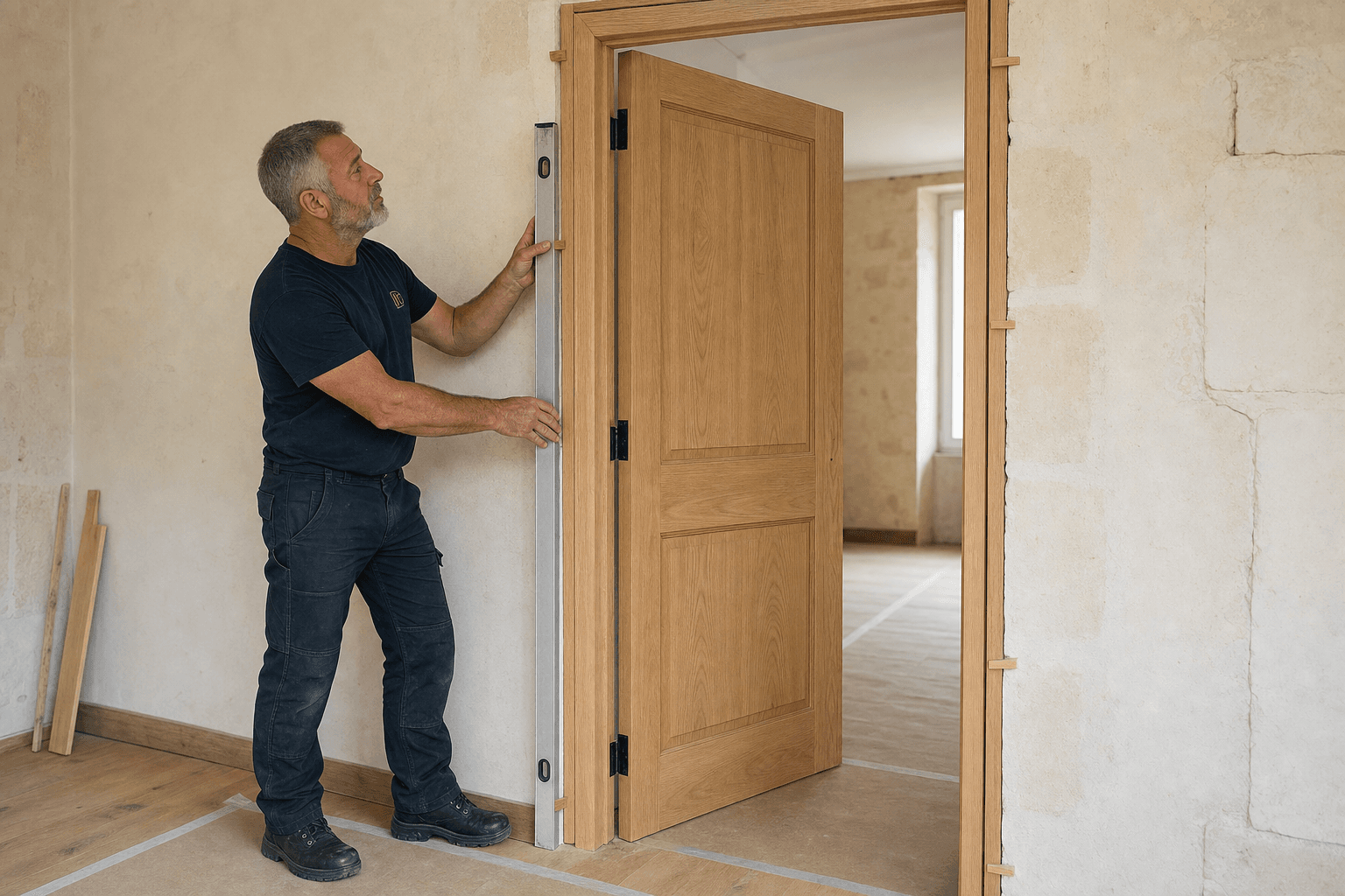 Installation de porte intérieure