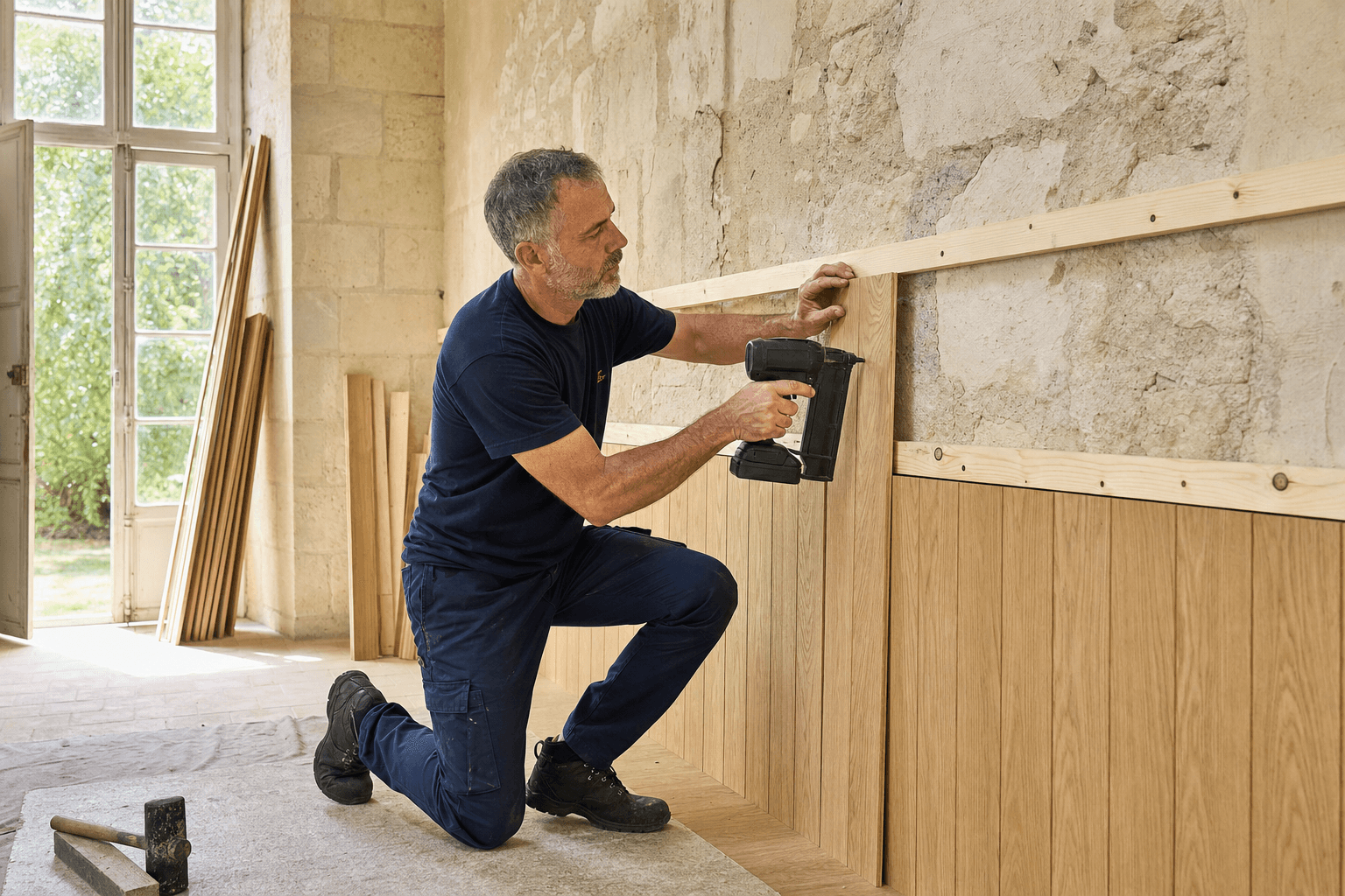 Lambris bois — habillage mural et plafond