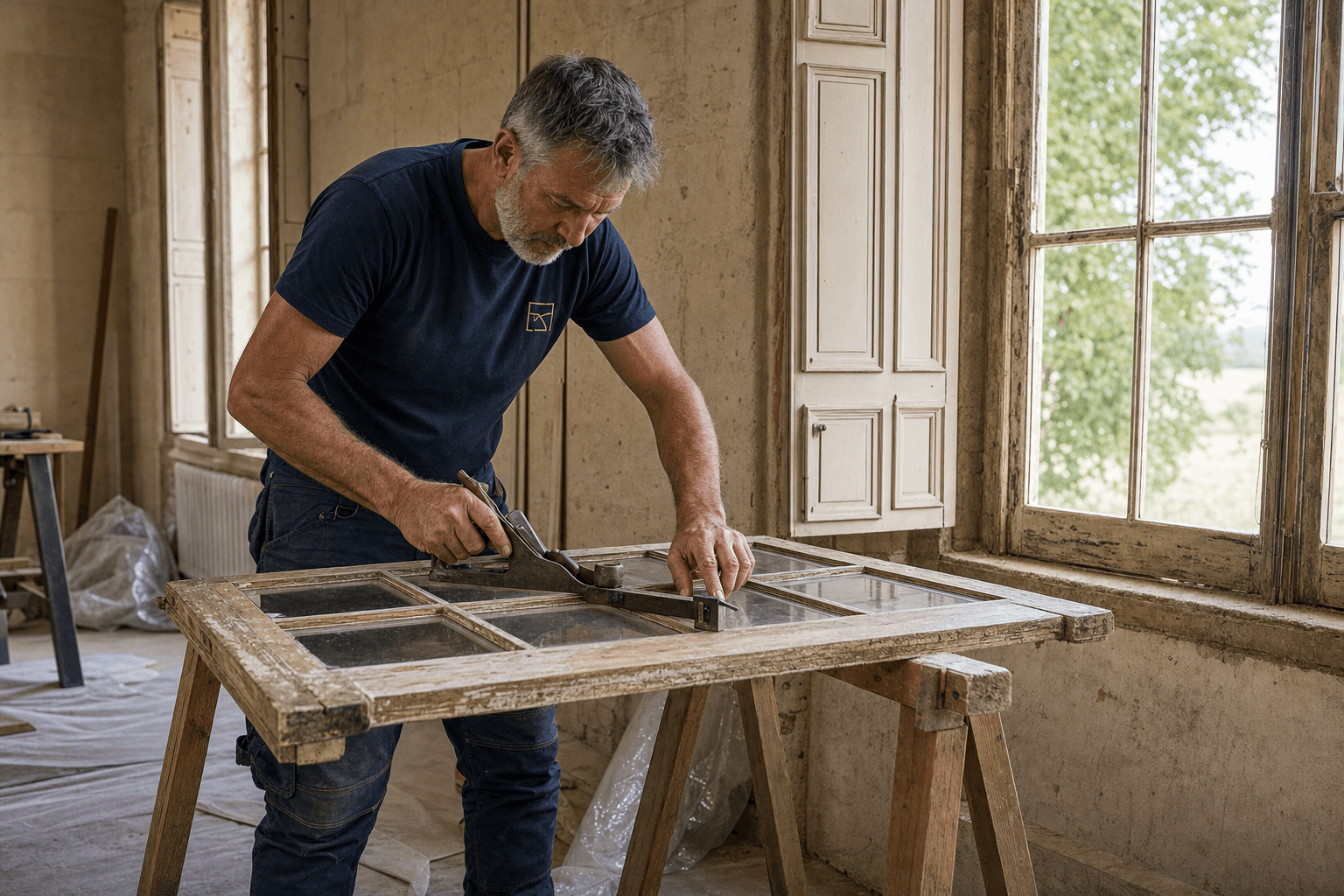 Rénovation des menuiseries anciennes de chartreuse