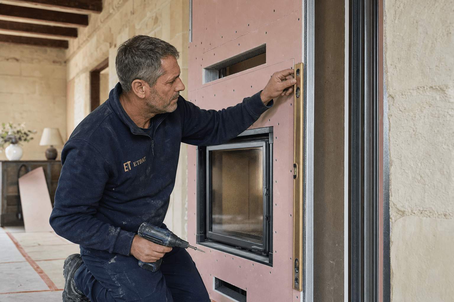 Habillage cheminée et coffrage technique en BA13