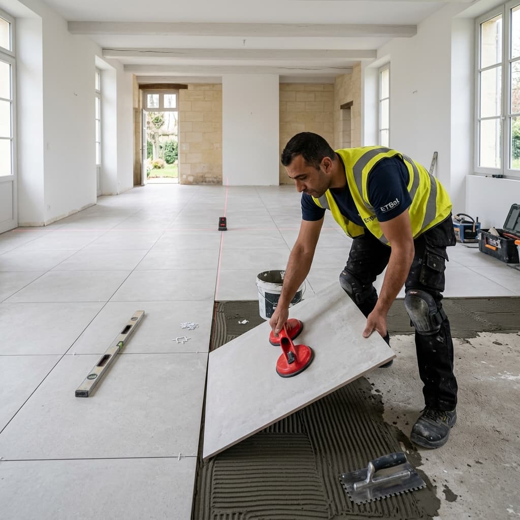 Pose de carrelage au sol dans le Médoc : prix 2026 et le secret du support — Variation 1
