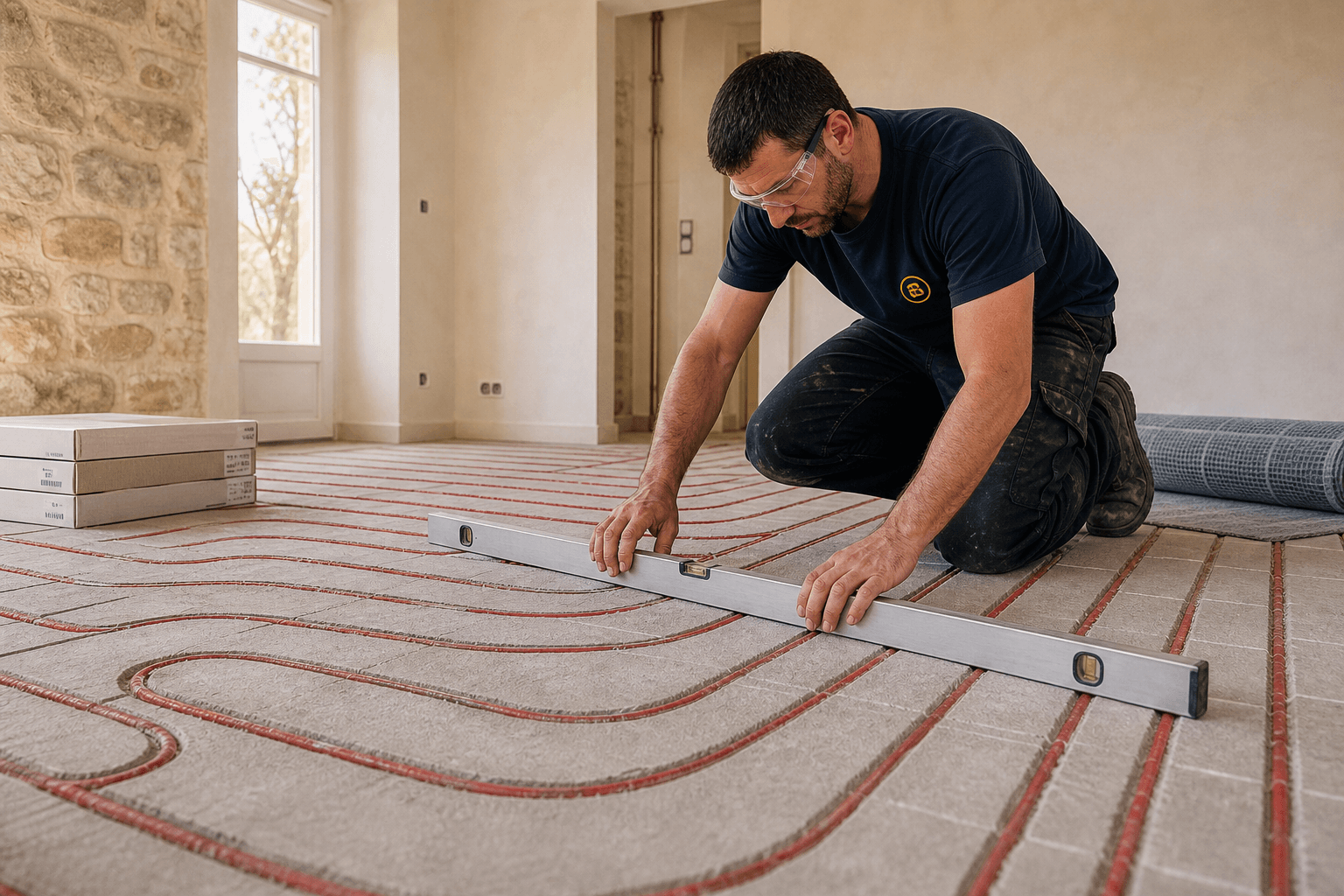 Pose carrelage sur plancher chauffant hydraulique