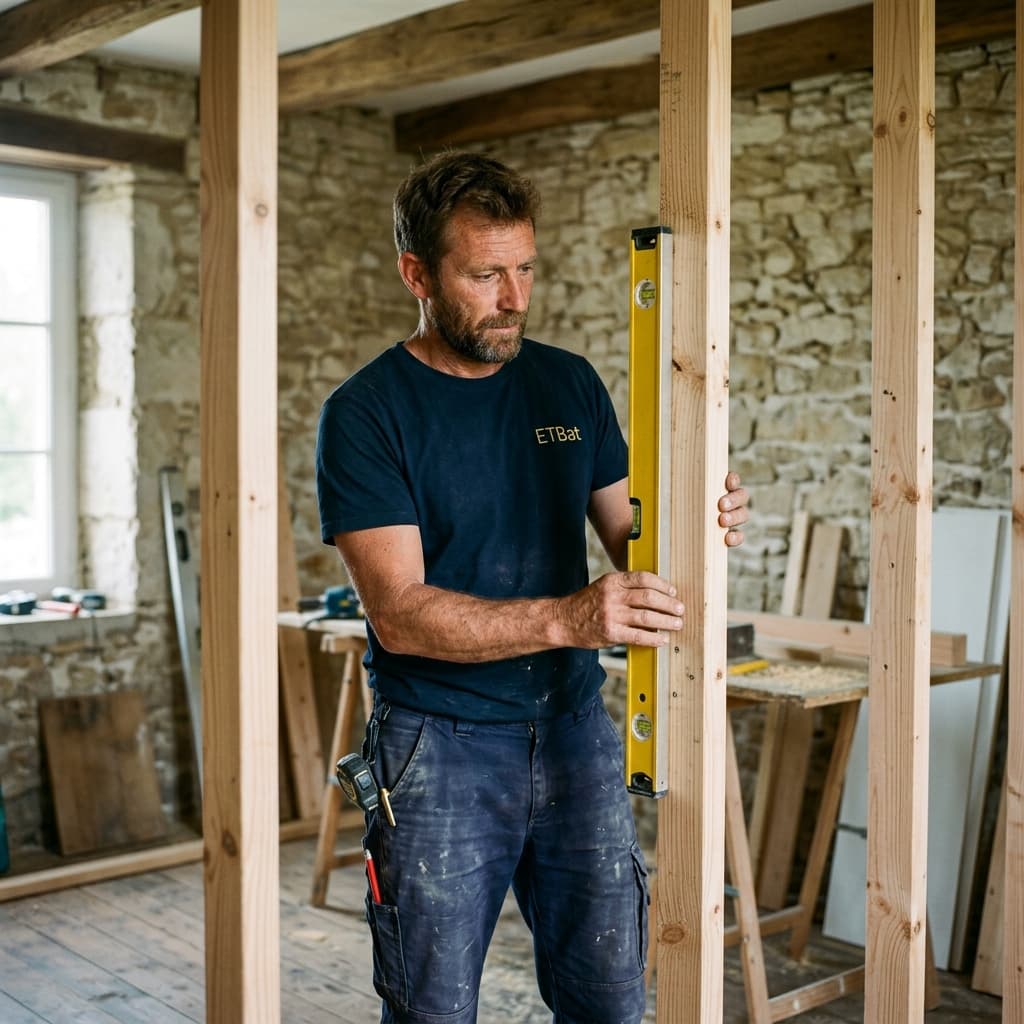 Cloison intérieure en ossature bois