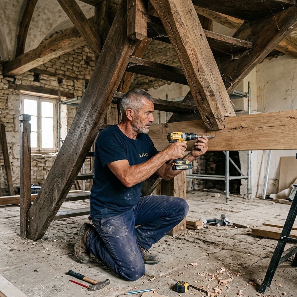 Rénovation escalier bois intérieur chartreuse