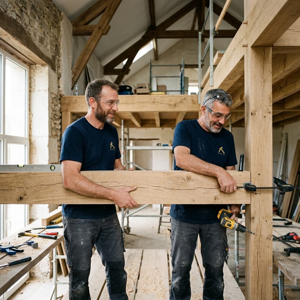 Mezzanine en bois sur mesure — Structure, plancher, escalier