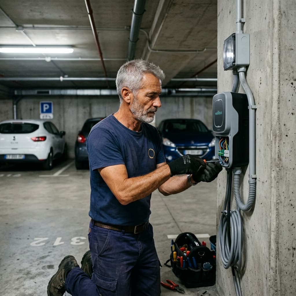 Borne de recharge VE en copropriété