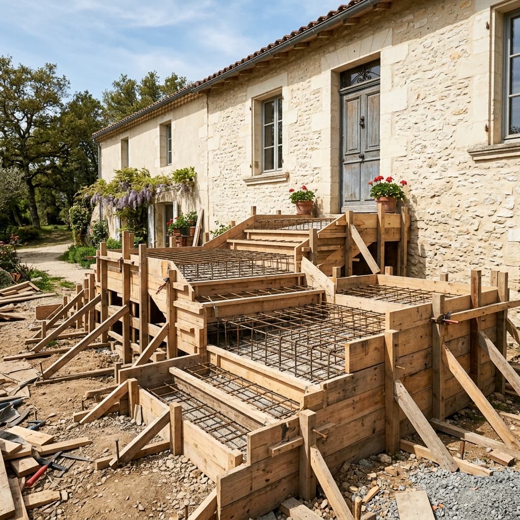 Construction d'escalier béton extérieur