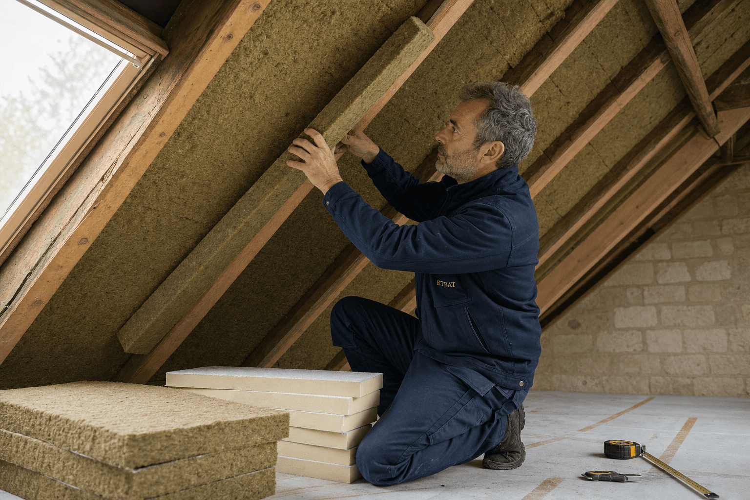 Doublage isolant des rampants de combles aménagés depuis l'intérieur